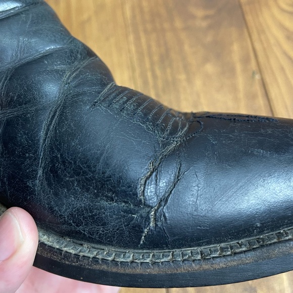 Vintage Justin Boots black mens size 9.5 western cowboy boots - Picture 7 of 12